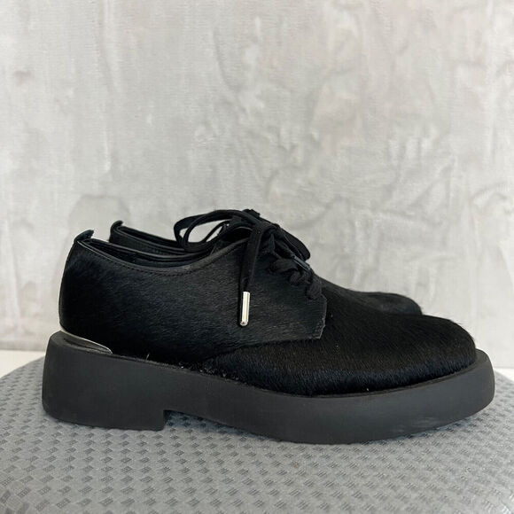 Clarks Shoes - Clarks Originals Mileno London Derby Shoes Womens 7.5 Black Fur Chunky Heavy Y2K